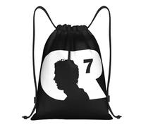 Football Legend Number 7 Drawstring Bag, Midium Size Backpack Ronaldo Gifts for Boys Mens CR7 Football Bag for Gym Beach Holiday Swimming Travel Sports Kits Soccer Bags Black