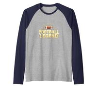 Football Legend: Vintage Gridiron Glory for Sports Fans Raglan Baseball Tee, Men, Navy/Athletic Heather, M