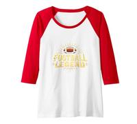 Football Legend: Vintage Gridiron Glory for Sports Fans Raglan Baseball Tee, Women, Red/White, M