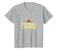 Football Legend: Vintage Gridiron Glory for Sports Fans T-Shirt, Kids, Heather Grey, 12 Years