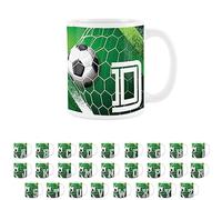 Football Letter D Mug - White Initial Personalised Alphabet Tea Coffee Gift Mug Present