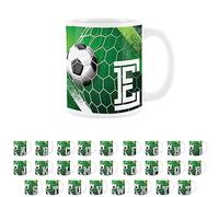 Football Letter E Mug - White Initial Personalised Alphabet Tea Coffee Gift Mug Present