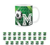 Football Letter M Mug - White Initial Personalised Alphabet Tea Coffee Gift Mug Present