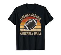 Football Lineman Pancake Play Retro Sunset Vintage Print T-Shirt