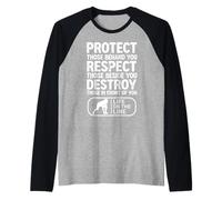 Football Lineman Protect Respect Destroy Game Day Touchdown Raglan Baseball Tee