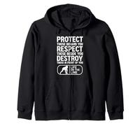 Football Lineman Protect Respect Destroy Game Day Touchdown Zip Hoodie