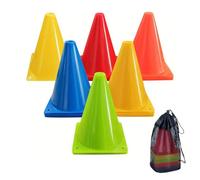 Football Marking Cones, Pack of 15, 18 cm Hats, Children's Pylons with Mesh Bag, Multicoloured Multifunctional Cone, Training Cone, Marking Cones for Sports, Football, Children, Equestrian Sports