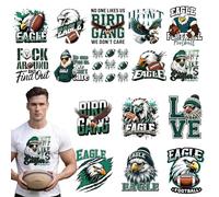 Football Mascot Iron on Transfers for T-Shirt - 16 Sheets Eagles DTF Transfers Ready to Press Game Day Heat Vinyl Stickers Iron on Decals Patches for Clothes Pillow Cover Hoodie Bag DIY Art Craft