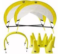 Football Master Pop-Up Goal Nets & Training Equipment - Includes 2 X Pop Up Goals 2 x Foot ball Passing Arcs 10 X Cones - Handy Carry Bag Kids Soccer