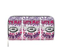 Football Mom Let's Play Mom Let's Win PU Leather Wallet for Women Men Credit Card Wallet Long Clutch Purse Around Zipper Wallets