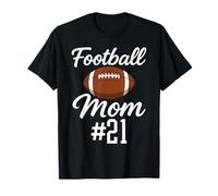 Football Mom Number 21 Biggest Fan Woman Supporter Son Cheer T-Shirt