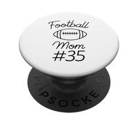 Football Mom Number 35 Biggest Fan Woman Team Mother My Son PopSockets Adhesive PopGrip
