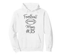 Football Mom Number 35 Biggest Fan Woman Team Mother My Son Pullover Hoodie