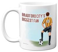 Football Mug Gift for Bradford Fans - Footy Biggest Fan - Happy Birthday Mugs Present Gifts for Son Dad Brother Uncle Colleague Friend Cousin, 11oz Ceramic Dishwasher Safe Coffee Tea Cup
