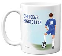 Football Mug Gift for Chelsea Fans - Footy Biggest Fan - Happy Birthday Mugs Present Gifts for Son Dad Brother Uncle Colleague Friend Cousin, 11oz Ceramic Dishwasher Safe Coffee Tea Cup