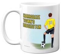 Football Mug Gift for Harrogate Fans - Footy Biggest Fan - Happy Birthday Mugs Present Gifts for Son Dad Brother Uncle Colleague Friend Cousin, 11oz Ceramic Dishwasher Safe Coffee Tea Cup