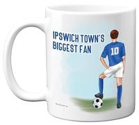Football Mug Gift for Ipswich Fans - Footy Biggest Fan - Happy Birthday Mugs Present Gifts for Son Dad Brother Uncle Colleague Friend Cousin, 11oz Ceramic Dishwasher Safe Coffee Tea Cup