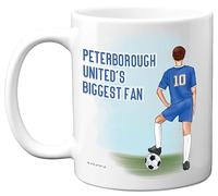 Football Mug Gift for Peterborough Fans - Footy Biggest Fan - Happy Birthday Mugs Present Gifts for Son Dad Brother Uncle Colleague Friend Cousin, 11oz Ceramic Dishwasher Safe Coffee Tea Cup