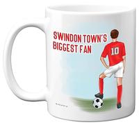 Football Mug Gift for Swindon Fans - Footy Biggest Fan - Happy Birthday Mugs Present Gifts for Son Dad Brother Uncle Colleague Friend Cousin, 11oz Ceramic Dishwasher Safe Coffee Tea Cup