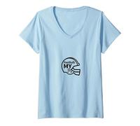 Football: My Helmet Icon for Sports Enthusiasts V-Neck T-Shirt, Women, Baby Blue, L