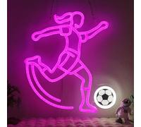 Football Neon Signs for Girls Women Players, Football Player Neon Lights for Bedroom Living Room Game Room Club, 5V USB Power with Hanging Chain Hooks