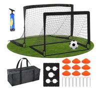 Football Nets -3.9 Ft Soccer Set, Portable Rebounder Net, Sports Easy to Carry Effortless Setup Equipment | Heavy Duty 2 Pieces Soccer Net with Ball Target and Cones for Play Playground Field Court Ou
