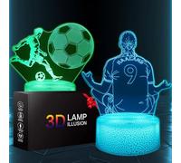 Football Nightlight with 2 Designs - 3D Illusion 16 Colours with Remote Control, Football Gifts for Boys Girls Teens Men