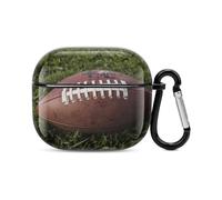 Football of Grass Bluetooth Earbuds Case Cover Full Body Shockproof Protection Hard Case Support Wireless Charging with Keychain Personalized Gift for AirPods 3