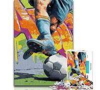 Football Oil Painting 1000 Piece Jigsaw Puzzles for Teenagers Gifts,Game Toys Every Piece Is Unique - Challenging Family Fun Game (75x50cm)