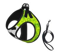 Football On Grass Print Adjustable Harness Leash Set For Cats And Dogs, Soft Breathable Kitten Puppy Mesh Vest With Reflective Design, Escape-Proof Lead For Small Pets Walking Training