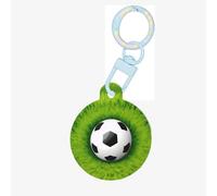 Football On Grass Round Acrylic Pet Tag â€“ Durable and Stylish Pet Identification Tag with Colorful Chain for Dogs and Cats