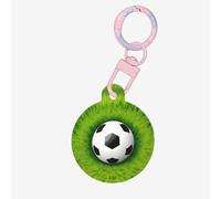 Football On Grass Round Acrylic Pet Tag â€“ Durable and Stylish Pet Identification Tag with Colorful Chain for Dogs and Cats