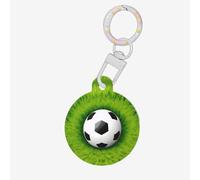 Football On Grass Round Acrylic Pet Tag â€“ Durable and Stylish Pet Identification Tag with Colorful Chain for Dogs and Cats