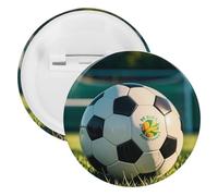 Football on The Grass Badge Metal Round Pins, Lightweight Brooch for Backpack, Fashion Button Pins Badge for Shirts, Jackets, Shawl Coat, Unisex, 20PCS, Tinplate, metal round pins
