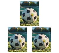 Football on The Grass Car Air Freshener, 3 Pcs Square Hanging Air Freshener Cards, Long Lasting Fragrance Scented Cards for Car, Home, Office White-style