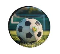 Football on The Grass Spare Tire Cover, 32inch Oxford Wheel Protector Travel Accessories, Waterproof Dustproof Wheel Tire Covers for RV Jeep SUV Camper Truck