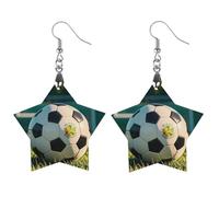 Football on The Grass Wooden Earrings for Women, Vintage Elegant Wood Jewelry, Lightweight Earrings for Wedding, Party, Everyday Jewelry Gift, Circular, Wood, wood
