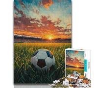 Football on The Grassland Jigsaw Puzzles for Teenagers 1000 Pieces,Challenging Game Gifts for Is Ideal As A Gift for The Whole Family 75x50cm
