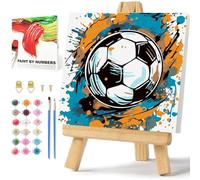 Football Paint by Numbers with Frame and Box, Painting by Numbers, Small Format, Football Paint by Numbers, Paint by Numbers from 5, 7, 8, Boy, 20 x 20 cm