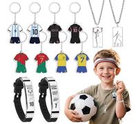 Football Party Bags Fillers- Soccer Jersey Pendant Football Star Bracelet Soccer Players Keyrings for Party Favors Birthday Supplies Bag Fillers Goodie Bags Pinata Stuffers for Men Women Boys Fans