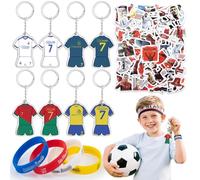 Football Party Bags Fillers- Soccer Jersey Slap Bands Football Star Stickers Soccer Players Keyrings for Party Favors Birthday Supplies Bag Fillers Goodie Bags Pinata Stuffers for Men Women Boys Fans