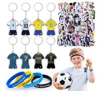 Football Party Bags Fillers- Soccer Jersey Wristbands Football Star Stickers Soccer Players Keyrings for Party Favors Birthday Supplies Bag Fillers Goodie Bags Pinata Stuffers for Men Women Boys Fans