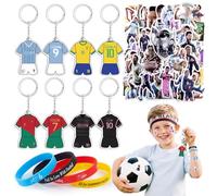 Football Party Bags Fillers- Soccer Jersey Wristbands Football Star Stickers Soccer Players Keyrings for Party Favors Birthday Supplies Bag Fillers Goodie Bags Pinata Stuffers for Men Women Boys Fans