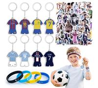 Football Party Bags Fillers- Soccer Jersey Wristbands Football Star Stickers Soccer Players Keyrings for Party Favors Birthday Supplies Bag Fillers Goodie Bags Pinata Stuffers for Men Women Boys Fans