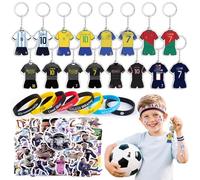 Football Party Bags Fillers- Soccer Jersey Wristbands Football Star Stickers Soccer Players Keyrings for Party Favors Birthday Supplies Bag Fillers Goodie Bags Pinata Stuffers for Men Women Boys Fans