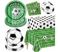 Football Party Decorations for 20 Guests, Football Tableware Set Includes Dinner Plates, Dessert Plates, Napkins, Tablecloth for Football Birthday Party Boys Sports Theme Party Decorations