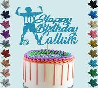 Football Personalised Birthday Player Glitter Cake Topper With Any Age & Name (babyBlue)