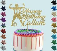 Football Personalised Birthday Player Glitter Cake Topper With Any Age & Name (Gold)