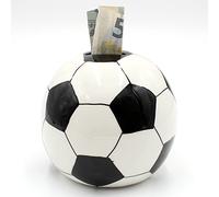 Football piggy bank, approximately 10 cm x 10 cm x 10 cm, black/white
