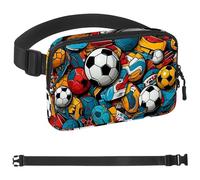 Football Pile Fanny Packs for Women Men, Crossbody Belt Bag with Zipper Pockets,Waterproof Waist Packs with Adjustable Strap for Workout Running Traveling Hiking, Multicolor, One Size